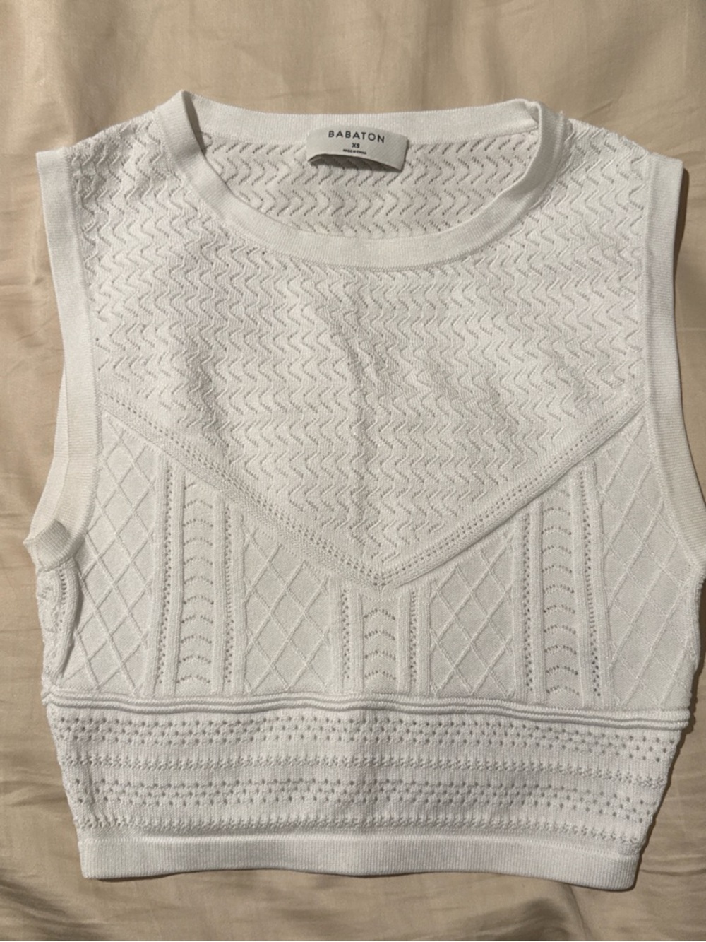 Babaton White Textured Knit Tank Top